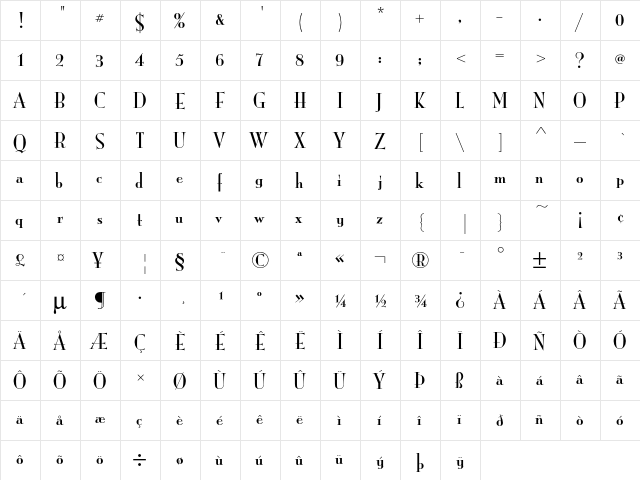 MonaLisaICG Solid  glyph index