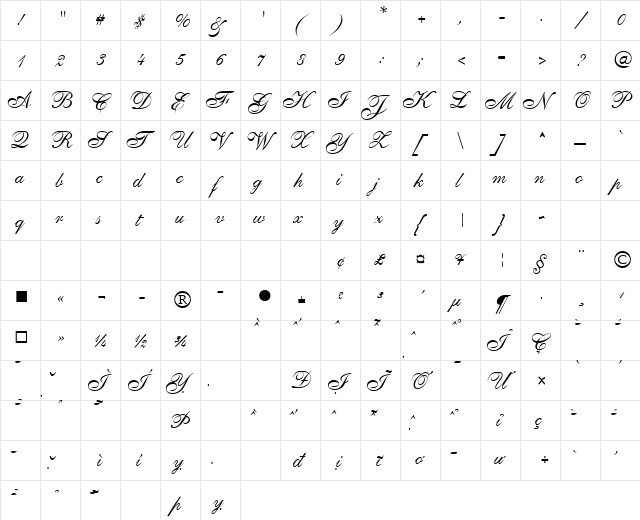 VNI-Allegie Normal  glyph index
