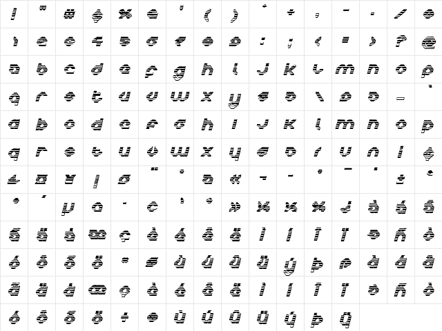 Charlie's Angles Chrome Italic Italic  glyph index