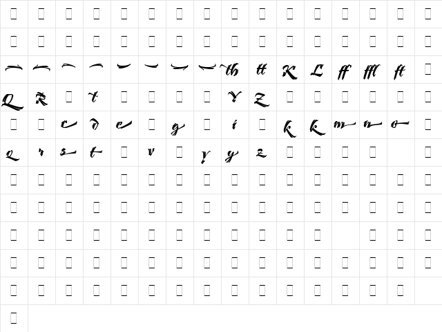 Bendigo Pi LET Plain  glyph index