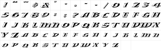3 RaceWay DNA Regular  glyph index