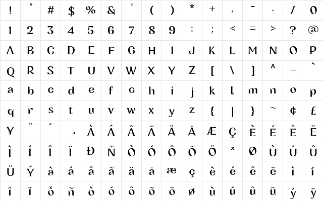 Concreate Fill Regular  glyph index
