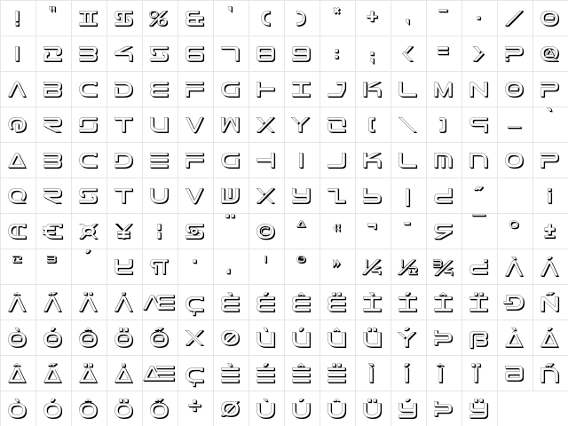 Tele-Marines Shadow Shadow  glyph index