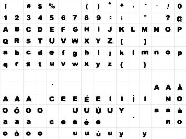 Ferrugem Regular  glyph index