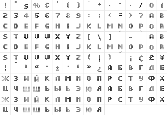 DS Dots Medium  glyph index