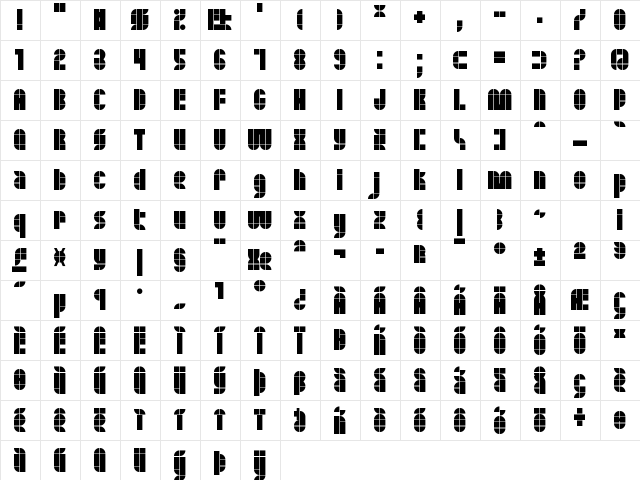 Quasoid Regular  glyph index