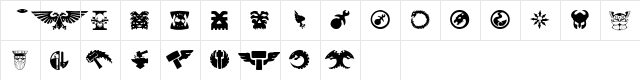 ChaoSquat Regular  glyph index