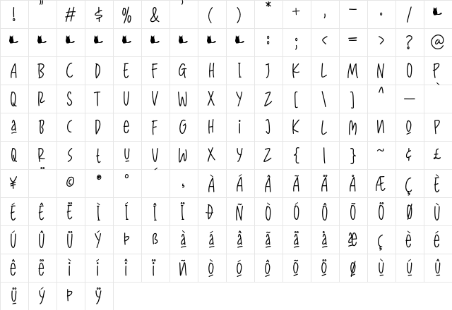 CattyLines Med Regular  glyph index