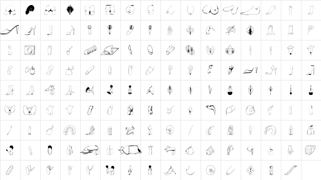 ADULT DINGBATS ALL Regular  glyph index
