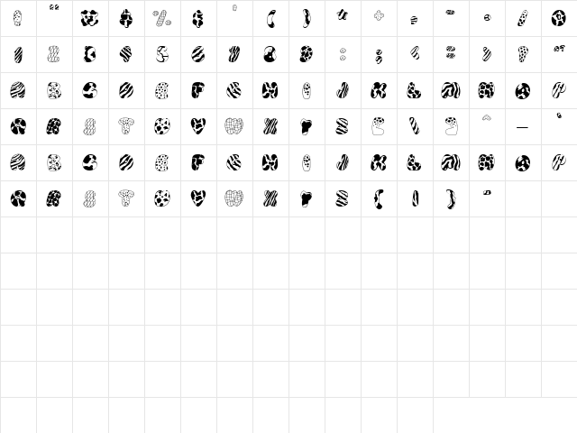 KF Animal Regular  glyph index