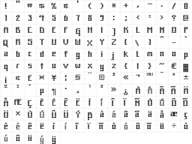 MK Zodnig Square Regular  glyph index
