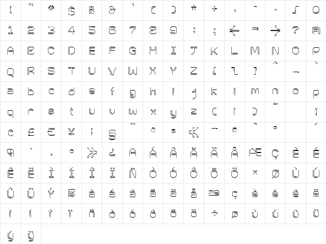 KneeonRegular Regular  glyph index
