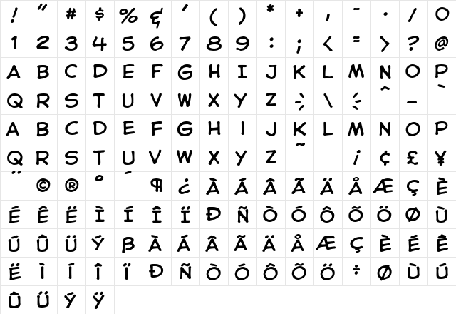 CC Astro City Int Regular  glyph index