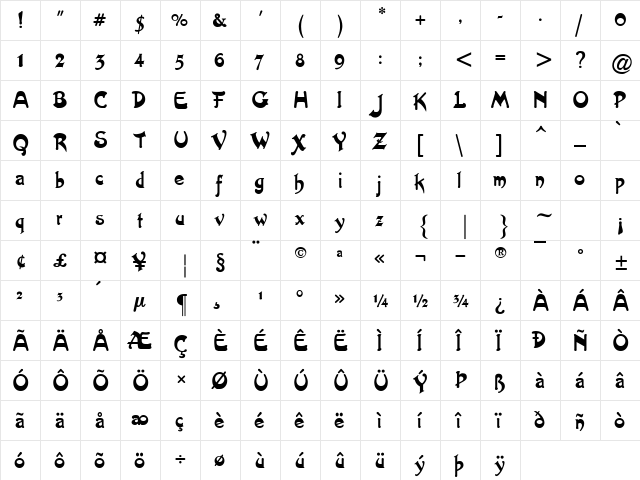 Karavan Display SSi Regular  glyph index