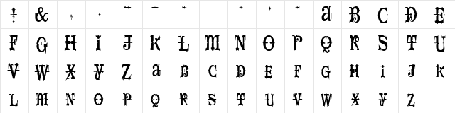 SpaceIveyCondensed Regular  glyph index