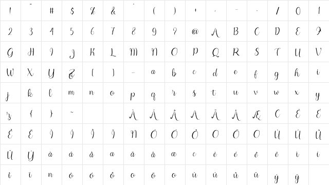 Little Funny Script Regular  glyph index