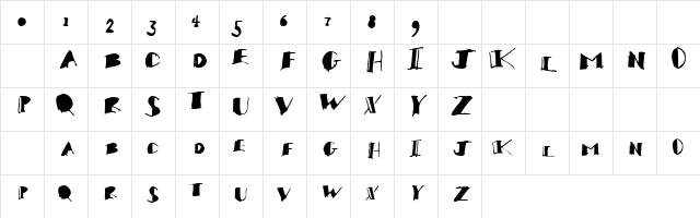 Angle fin Regular  glyph index
