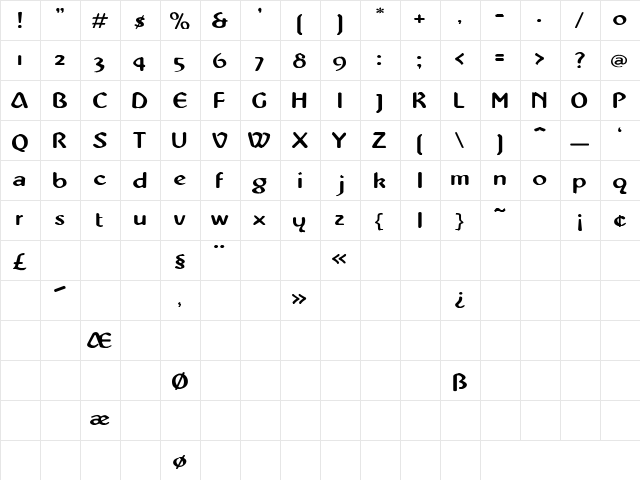 Jungle 2 Regular  glyph index