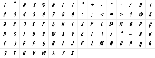 Fight This Regular  glyph index