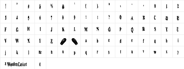 WoodenCasket Regular  glyph index