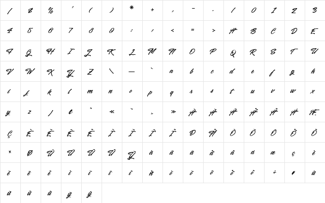 Washington Basketball Regular  glyph index