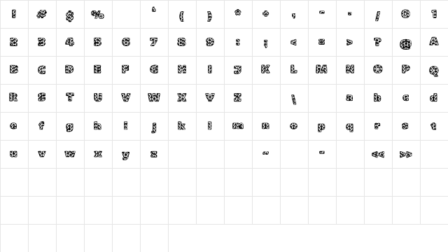 Metalic Medium  glyph index