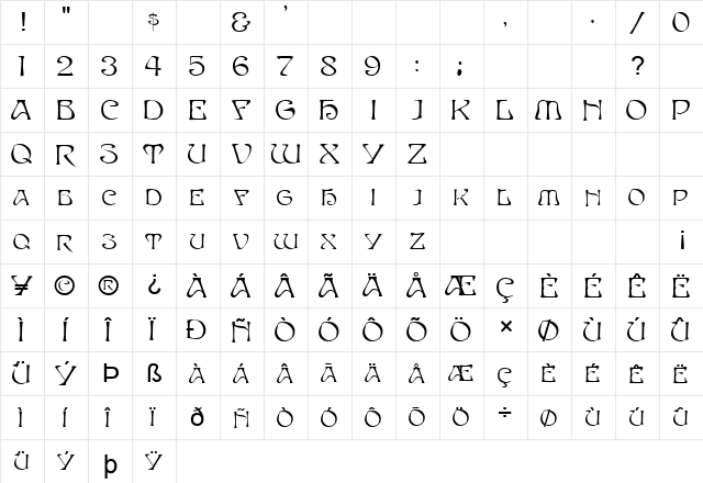 FZ JAZZY 20 Normal  glyph index