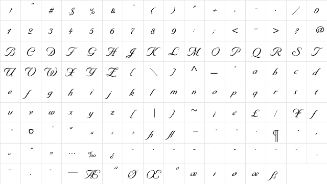ByronMedium Regular  glyph index