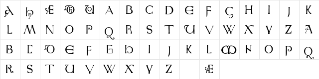 Anglo-Saxon Caps Regular  glyph index