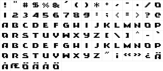 ROTORbonk Regular  glyph index
