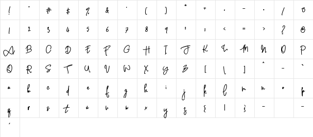 Witherscollin Bold  glyph index