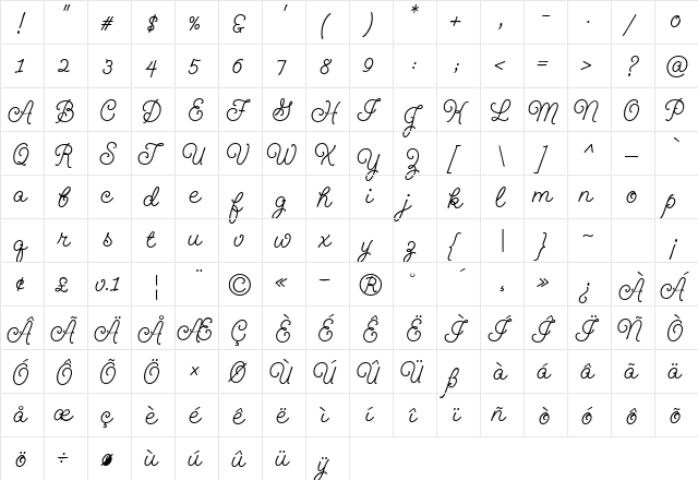 GeeohHmkBold Regular  glyph index