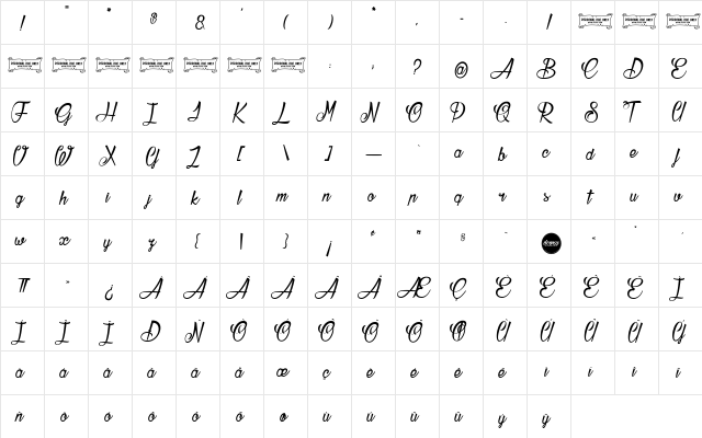 Atelier Omega Regular  glyph index