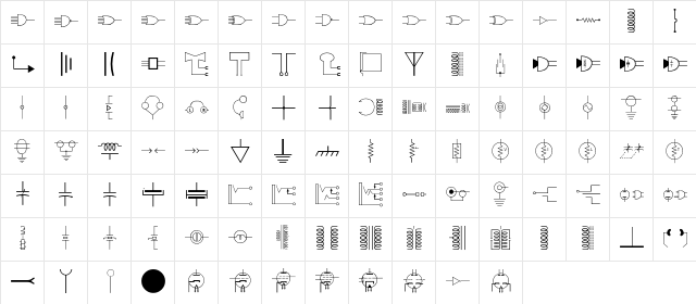 Electronics Regular  glyph index