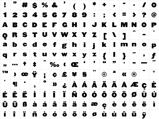 Champion HTF-Heavyweight  glyph index