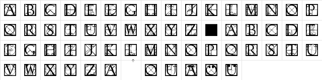 CapsRandomishBricks Regular  glyph index