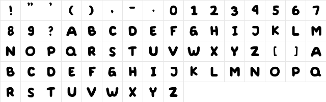 Widound Bold  glyph index
