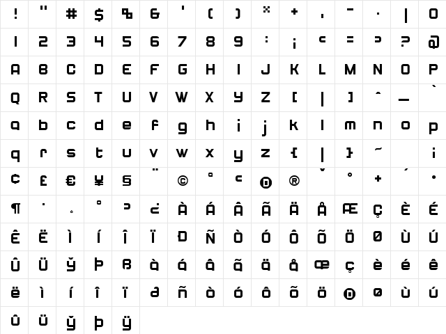 143 Regular  glyph index