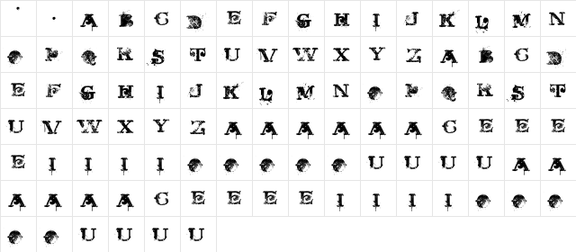 BLUEBERRY Regular  glyph index