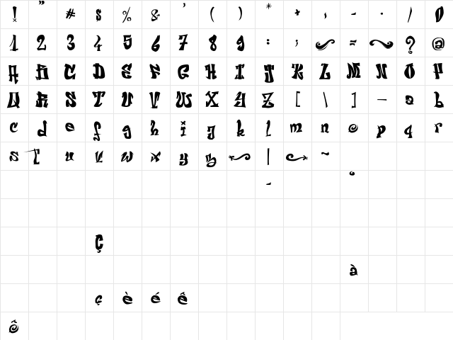 El&Font Regular  glyph index