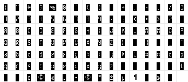 ElectronicaS-Black Regular  glyph index