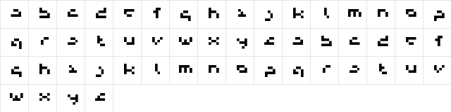 Sendai Smallprint Regular  glyph index