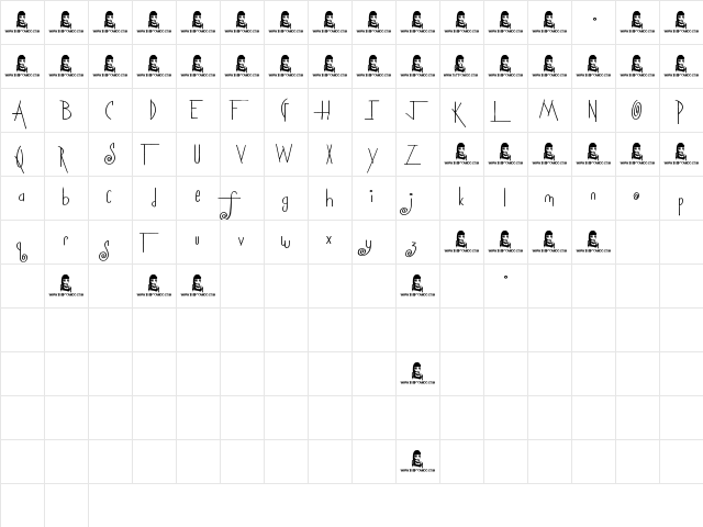 Squicky Regular  glyph index
