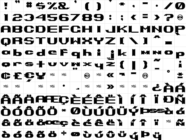 Primo Regular  glyph index