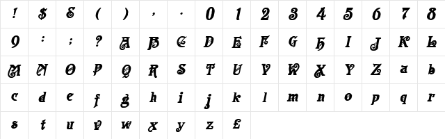 Harbor Oblique  glyph index