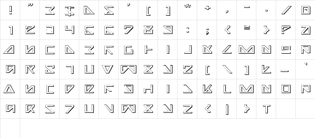 Nick Turbo Expanded 3D Expanded 3D  glyph index