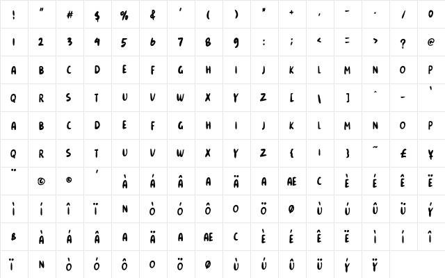 Snowes Regular  glyph index