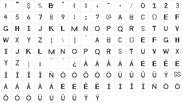 Byzantine Empire Regular  glyph index