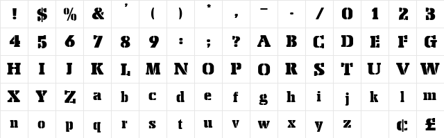 Peach Normal  glyph index