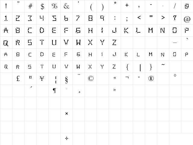 Orbital Sling Regular  glyph index